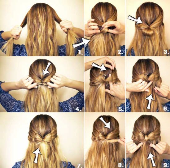 Simple DIY hairstyles. Step by step photos