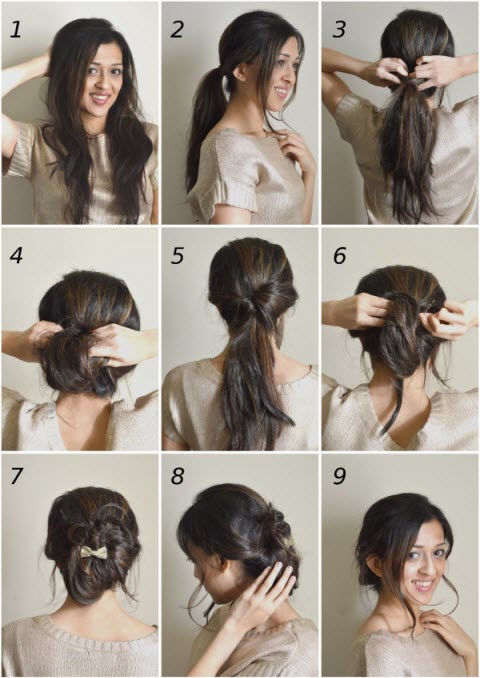 Lecciones fotográficas de peinados fáciles para todos los días.