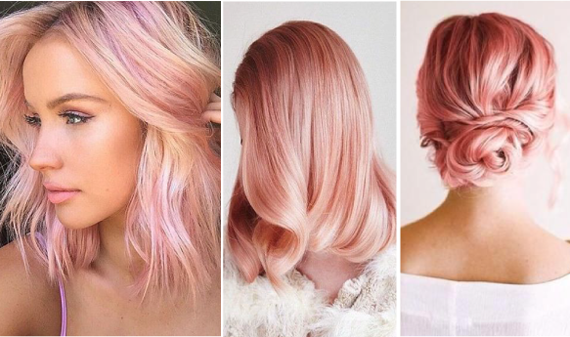 Tono rosa de moda en el cabello.