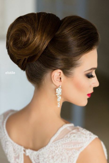 Stylish bridal hairstyle high bun