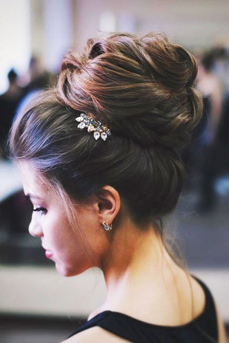 Stylish bridal hairstyle high bun